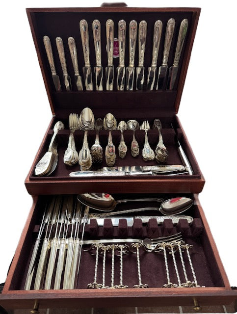 A rare Empire silverware set in solid silver of 1st title designed by the legendary Puiforcat France, cca 1890 LOT SLV001