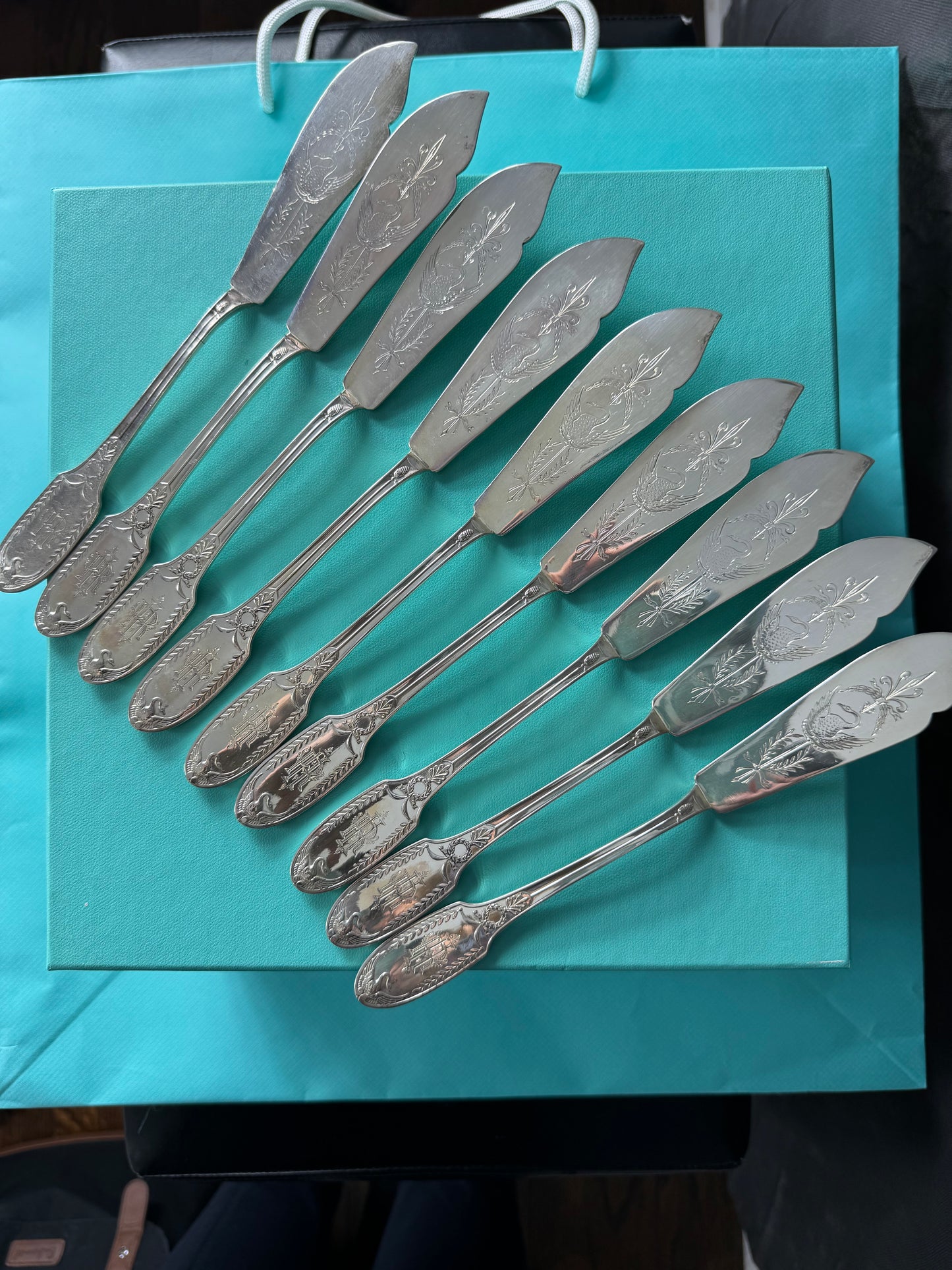A rare Empire silverware set in solid silver of 1st title designed by the legendary Puiforcat France, cca 1890 LOT SLV001