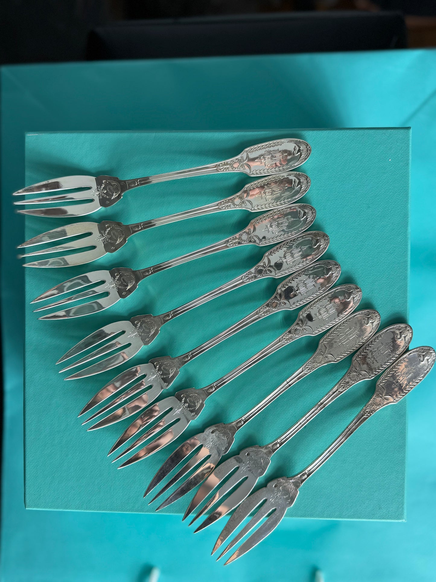 A rare Empire silverware set in solid silver of 1st title designed by the legendary Puiforcat France, cca 1890 LOT SLV001