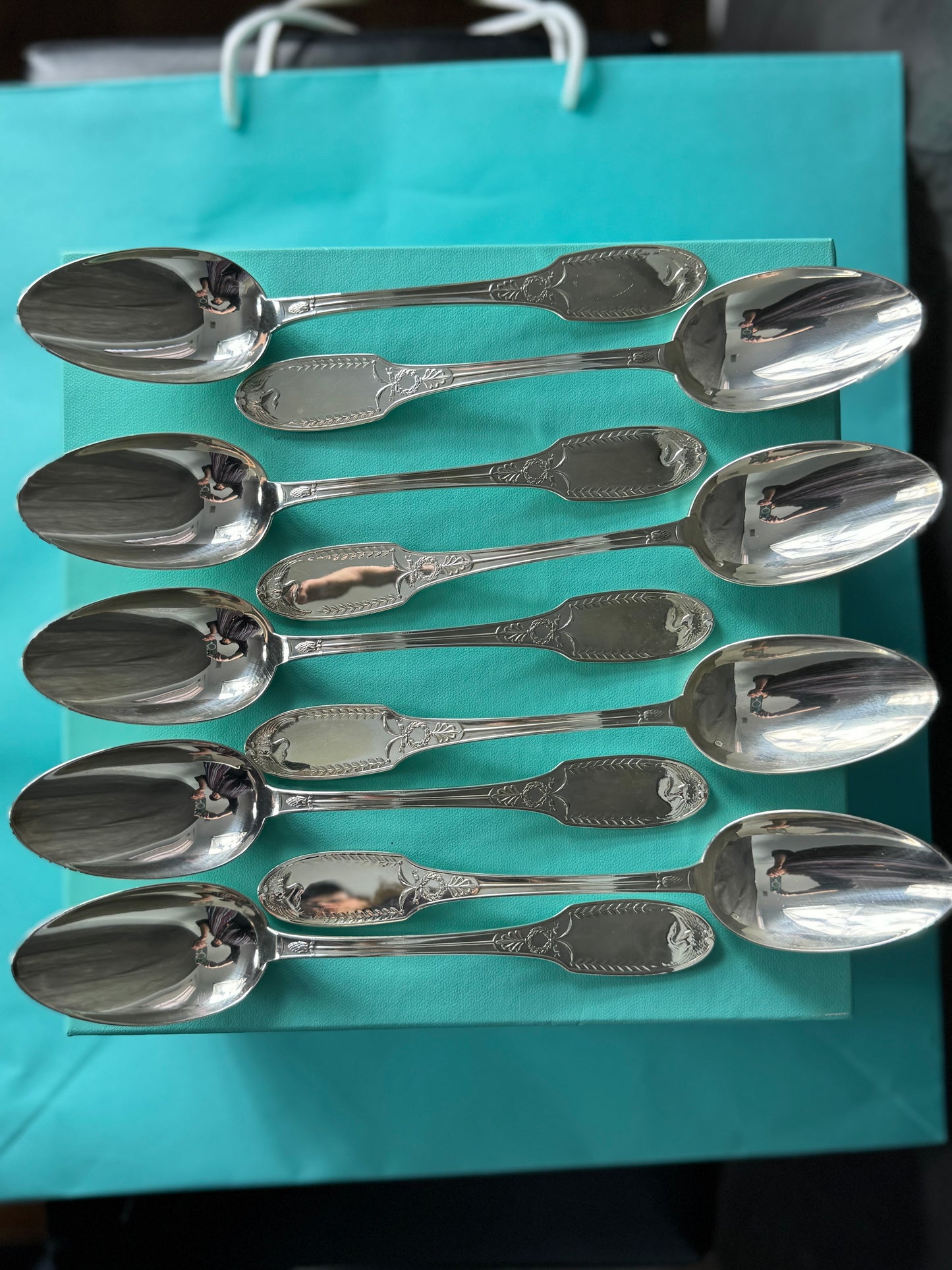 A rare Empire silverware set in solid silver of 1st title designed by the legendary Puiforcat France, cca 1890 LOT SLV001