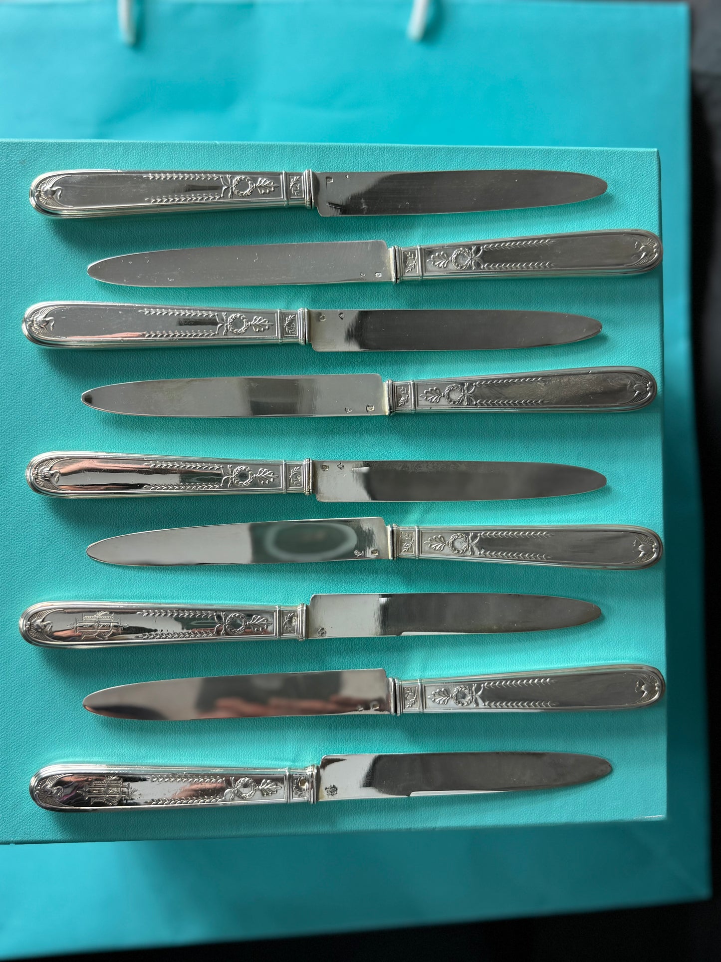 A rare Empire silverware set in solid silver of 1st title designed by the legendary Puiforcat France, cca 1890 LOT SLV001