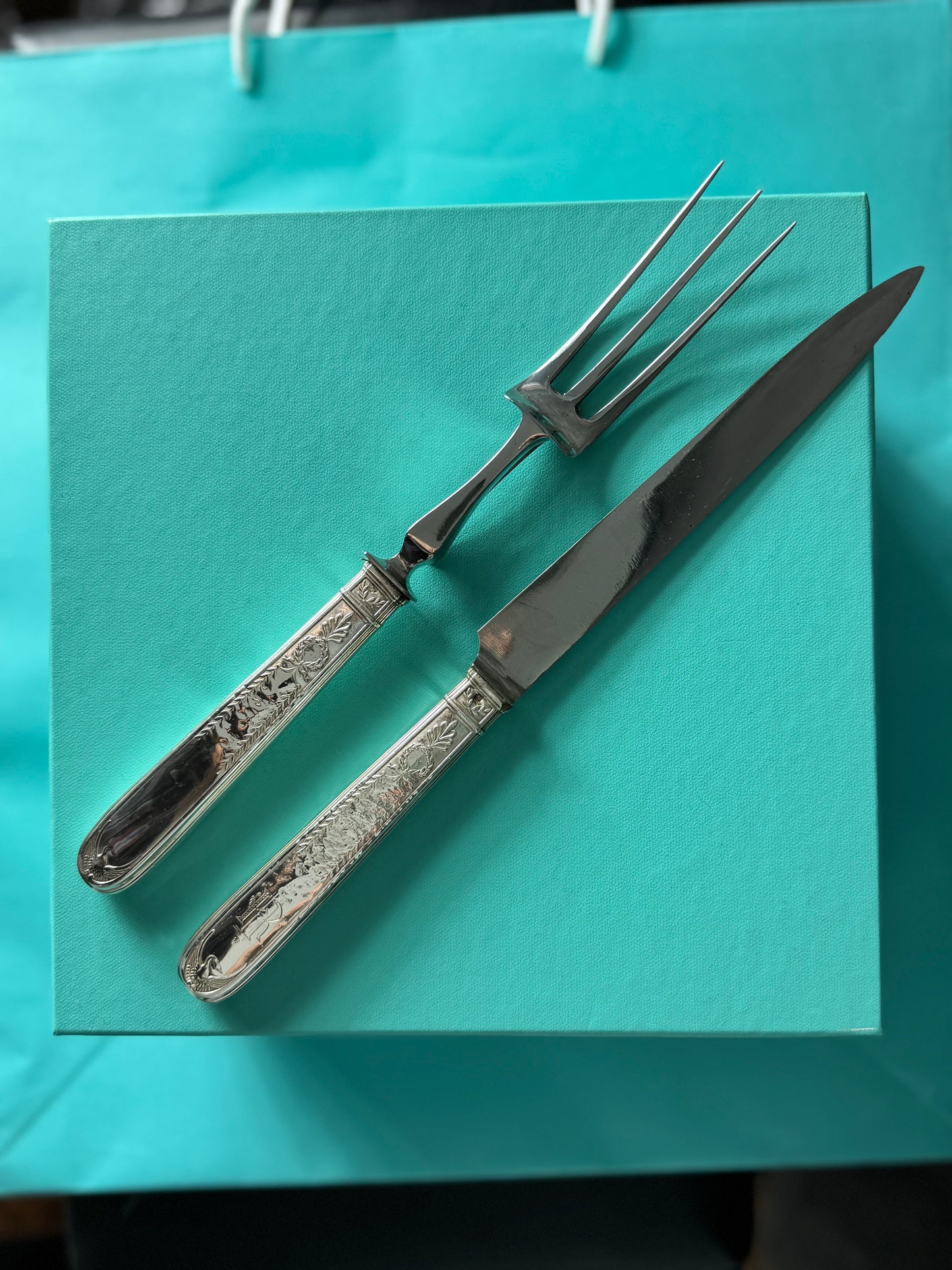 A rare Empire silverware set in solid silver of 1st title designed by the legendary Puiforcat France, cca 1890 LOT SLV001