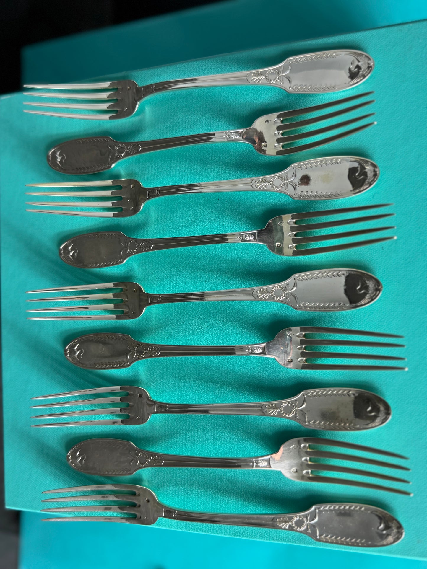 A rare Empire silverware set in solid silver of 1st title designed by the legendary Puiforcat France, cca 1890 LOT SLV001