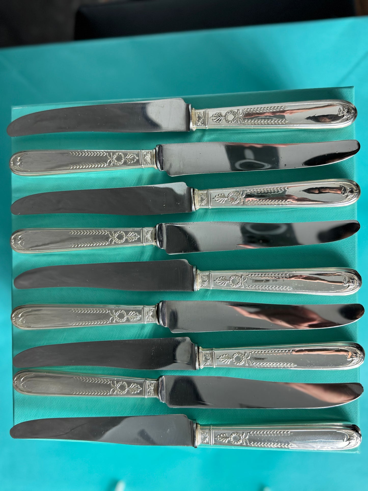 A rare Empire silverware set in solid silver of 1st title designed by the legendary Puiforcat France, cca 1890 LOT SLV001